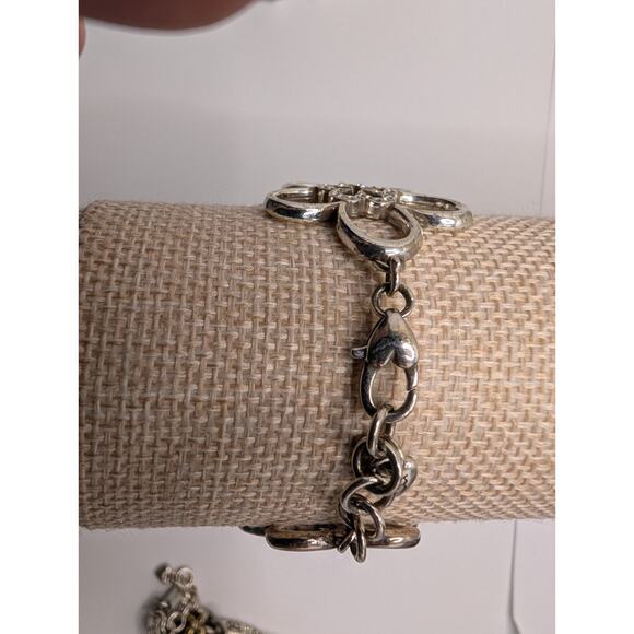 Brighton Flower Link Bracelet 7.5in Silver Tone Crystal Accents - Picture 4 of 8